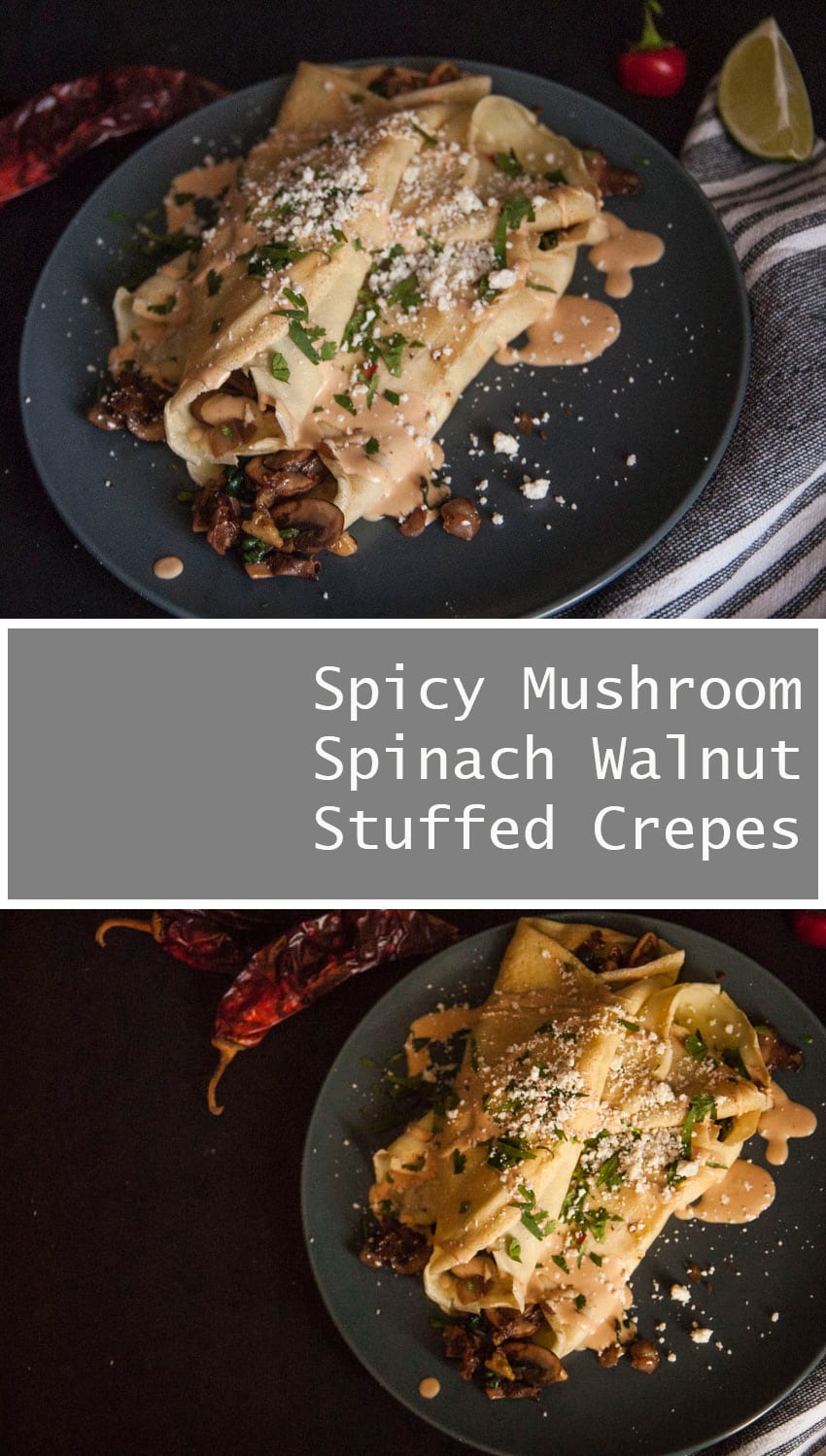 Spicy Mushroom Spinach Walnut Stuffed Crepes » The Seasonal Junkie